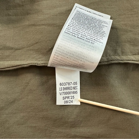 Banana Republic Cotton Voile Shirred Blouse in Army Green | XL | NWT - Picture 9 of 13